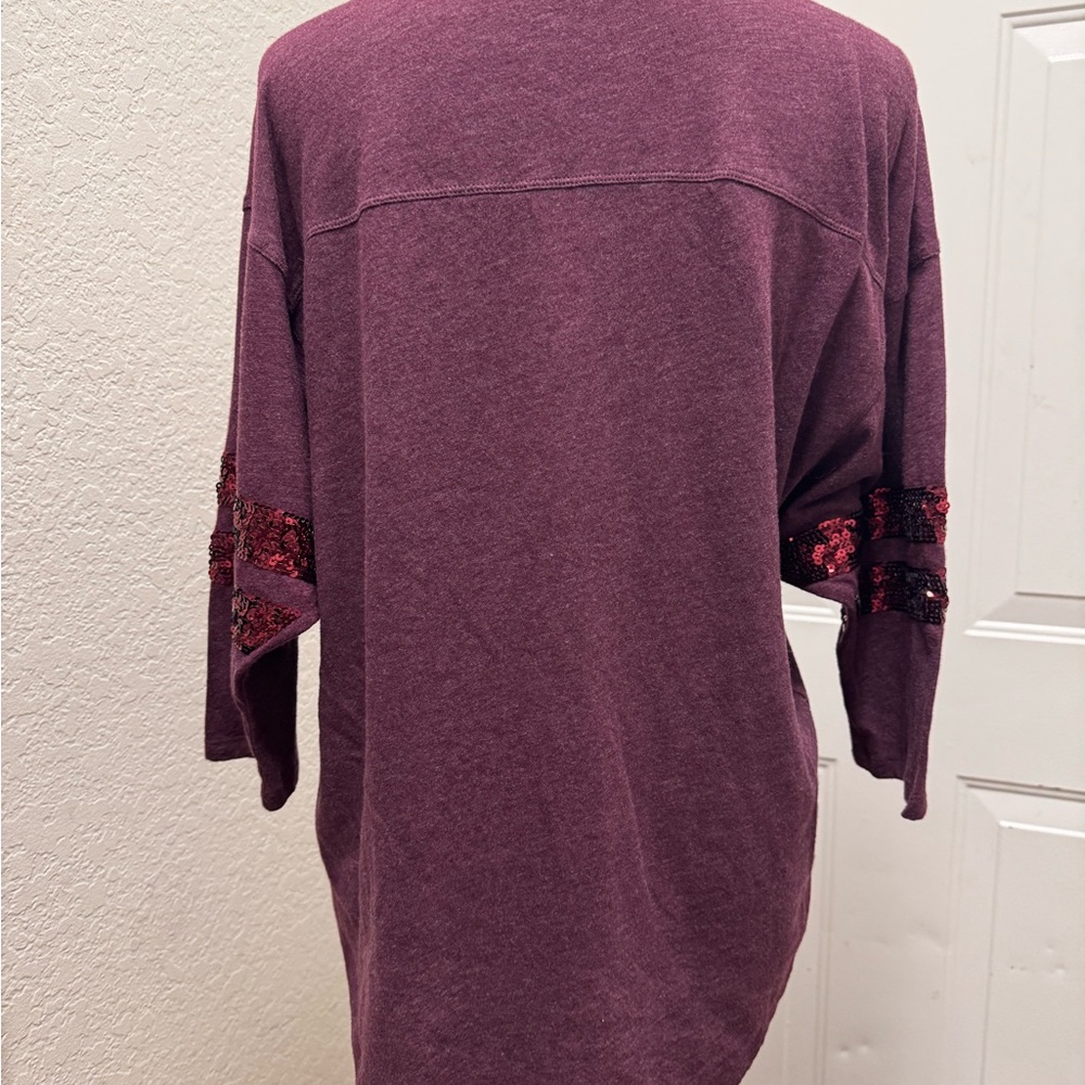 PINK Victoria's Secret Plum Sequin Logo Pullover - Picture 2 of 3
